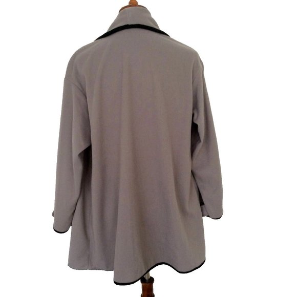 Just Fashion Now Gray Swing Coat Jacket Black Trim Size Medium (10) NWOT - Picture 5 of 10
